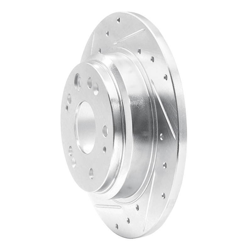 Acura RL Brake Rotor (1) - Rear Left - R1 Concepts - Drilled & Slotted - Silver - `02-`04